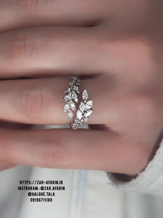 انگشتر طلا برگ نگین دار marquise | حلقه زنانه ظریف
