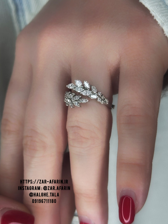 انگشتر طلا برگ نگین دار marquise | حلقه زنانه ظریف